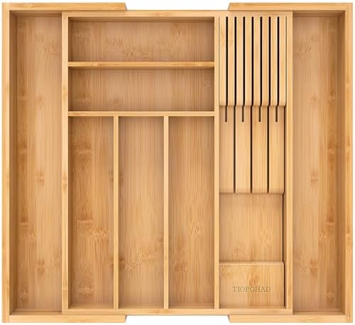 Bamboo Knife Block Drawer Organizer Storage