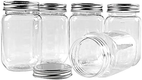 16oz Novelinks Clear Plastic Jars Screw-On Lid - 10 Pack