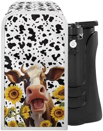 Annejudy Funny Cow Sunflower Stain-Protecting Can Opener Cover for Kitchen