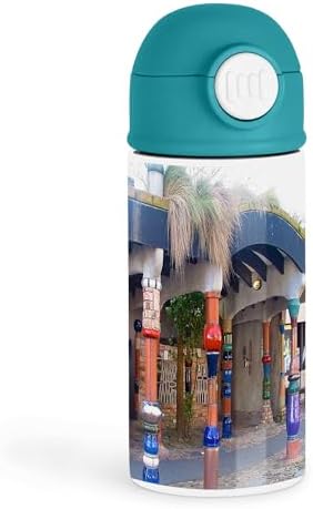 3dRose Empowering Travel Enthusiast 12oz Kids Green Bottle