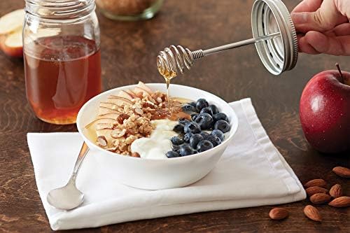 Jarware Honey Dipper Lid Stainless Steel 65x3 Inch Mason Jars