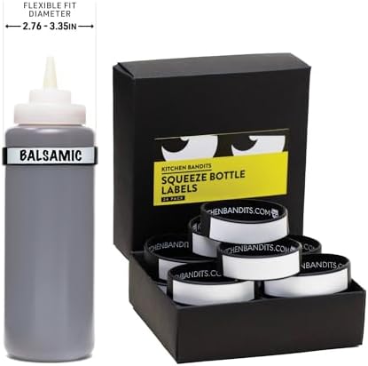 Waterproof Squeeze Bottle Labels 24-Pack Kitchen Bandits Regular Black
