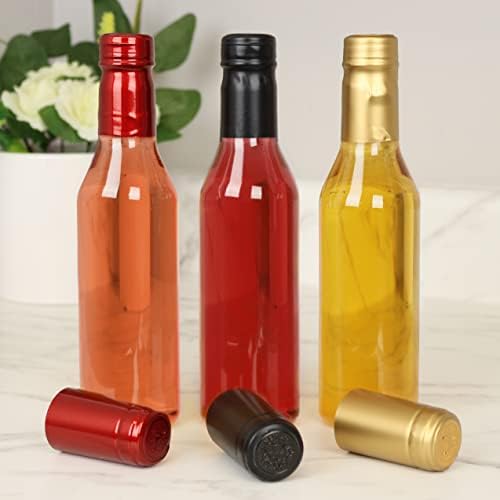PELLAH 12 Oz PET Bottles with Screw Caps and Black Heat Shrink Seals