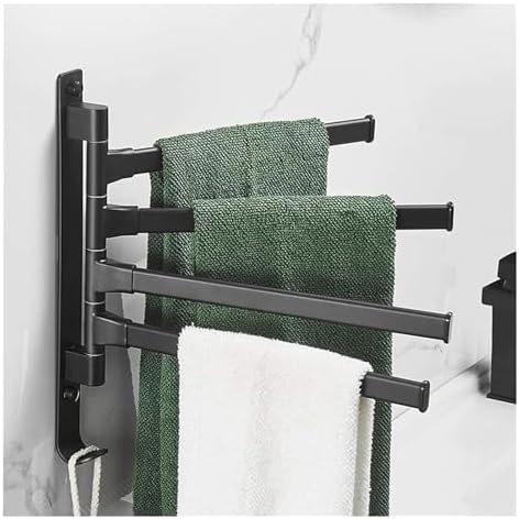 Sturdy Wall-Mounted Towel Rail w 180 Rotation for Towels Clothes