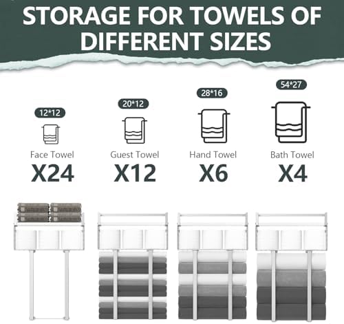 Ergonomic Space-Saving Towel Rack for Bathroom 40 lbs Capacity