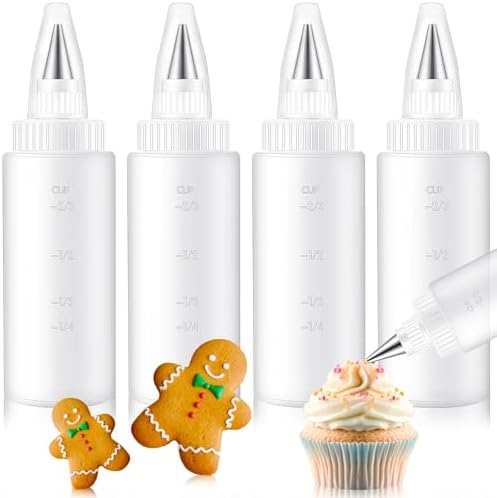4-Piece Cookie Icing Bottle Set with Stainless Steel Tips