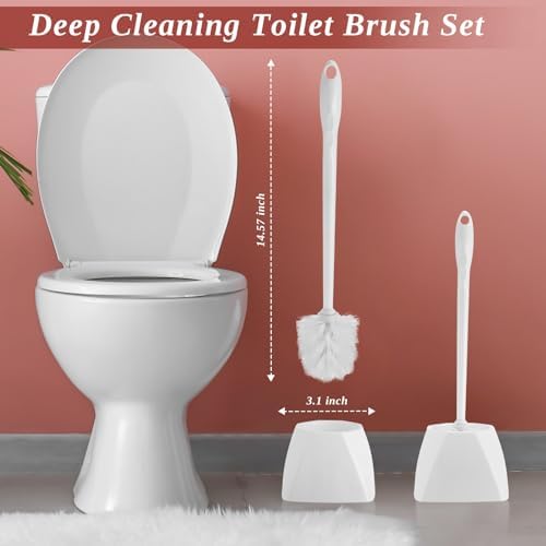 15-Set White Toilet Brush Set with Storage