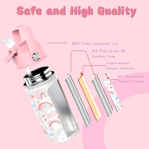 Sturdy 14oz Kids Insulated Straw Lid Water Bottle