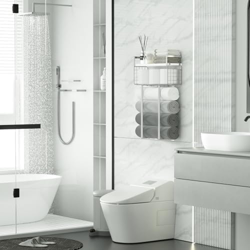 Ergonomic Space-Saving Towel Rack for Bathroom 40 lbs Capacity