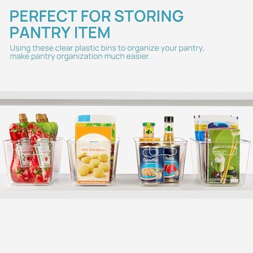 Vtopmart Clear Plastic Storage Bins 6PCS Refrigerator Pantry Organizer with Handles