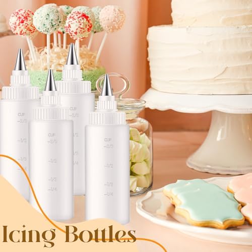 4-Piece Cookie Icing Bottle Set with Stainless Steel Tips