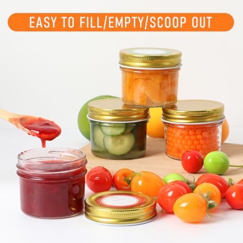 AuroTrends Small Mason Jars 4 oz 12Pcs with Regular Lids