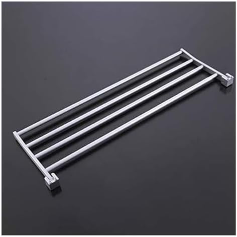 Aluminum Towel Rack with 5 Hooks and Double Shelf for Bathroom