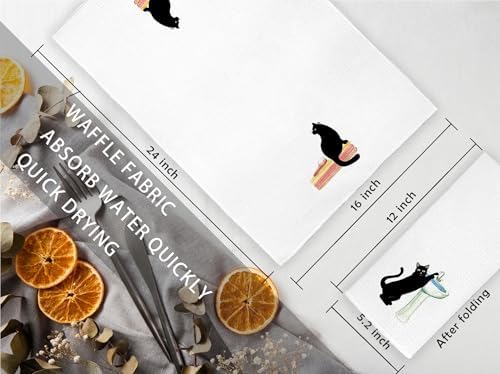 Funny Black Cat Decorative Towels Set of 2