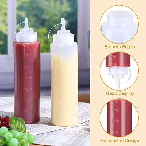 24-Piece 24 oz Squeeze Bottle Set Leak-Proof Condiment Holders