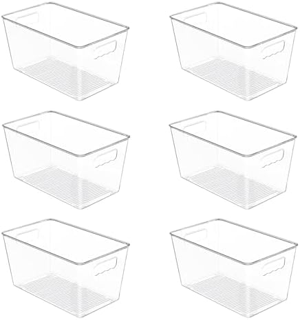 Vtopmart Clear Plastic Storage Bins 6PCS Refrigerator Pantry Organizer with Handles