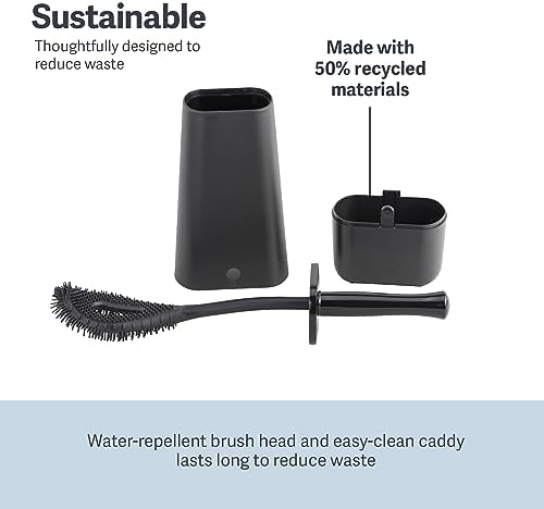 Casabella Smart Scrub Toilet Bowl Brush with Caddy Black