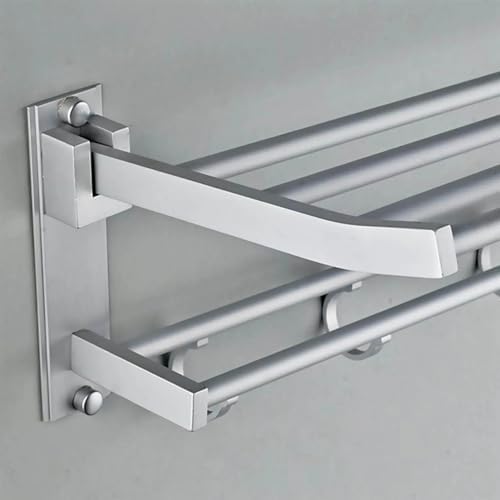 Foldable Wall Mounted Aluminum Towel Rack with 5 Hooks