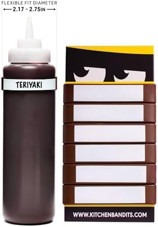Waterproof Squeeze Bottle Labels 6-Pack Kitchen Bandits Small Brown