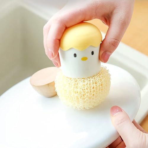 2PC Eggshell Chicken Vegetable Scrubber Detachable Handle Cleaning Brush for Kitchen