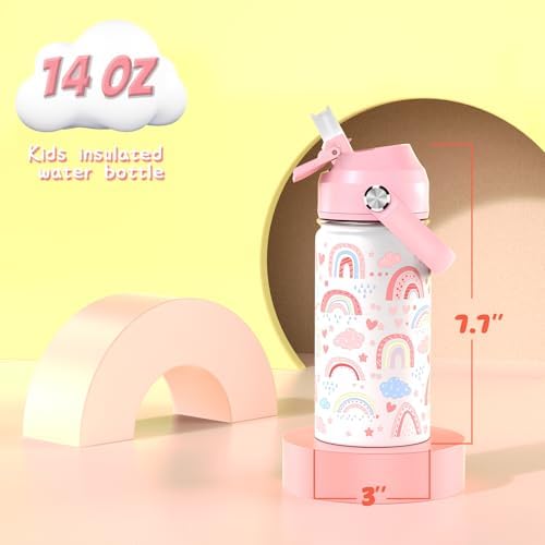 Sturdy 14oz Kids Insulated Straw Lid Water Bottle