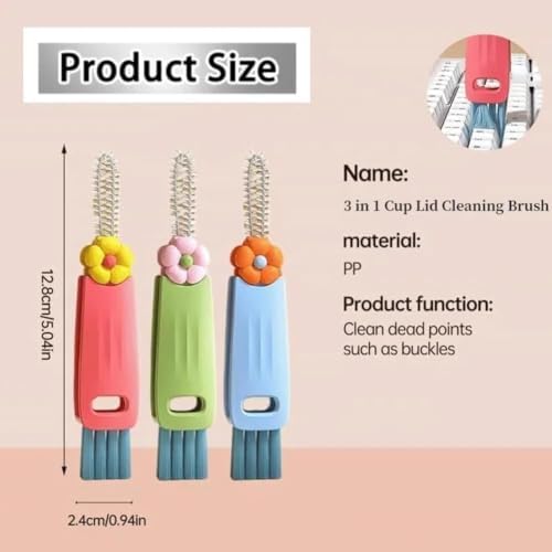 Kerrtoa 3-in-1 Cup Lid Cleaning Brush Set