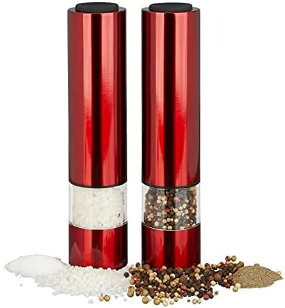 RelaxDays Electrical Pepper Mill Set of 2 Modern Design Red