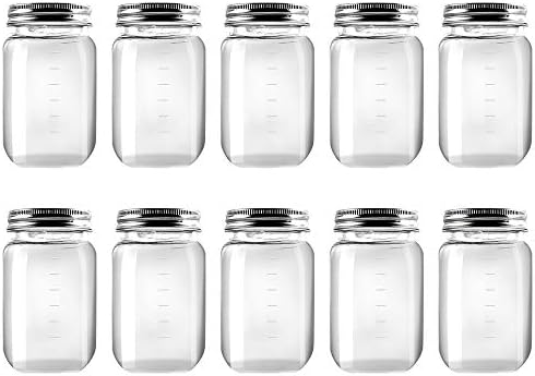 16oz Novelinks Clear Plastic Jars Screw-On Lid - 10 Pack
