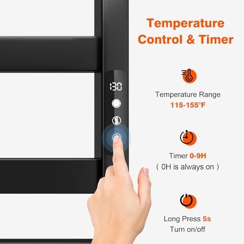 Premium Wall-Mounted Towel Heater with 201 Stainless Steel IPX5 Waterproof Protection