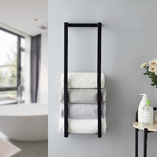 Modern Black Wall Mounted Metal Towel Rack for Bathrooms