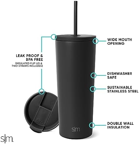 Simple Modern Insulated Tumbler 24oz Midnight Black 1