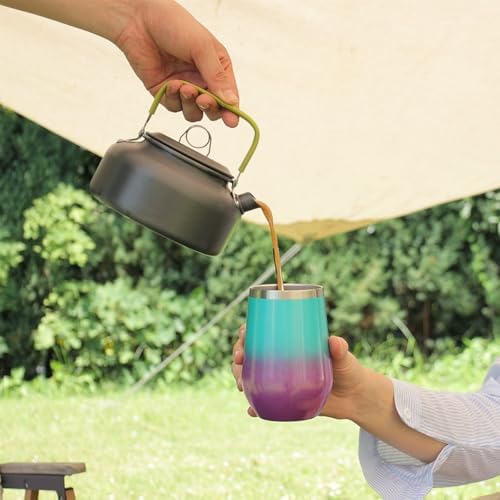 MEWAY 12oz Insulated Wine Tumbler with Lid and Straw