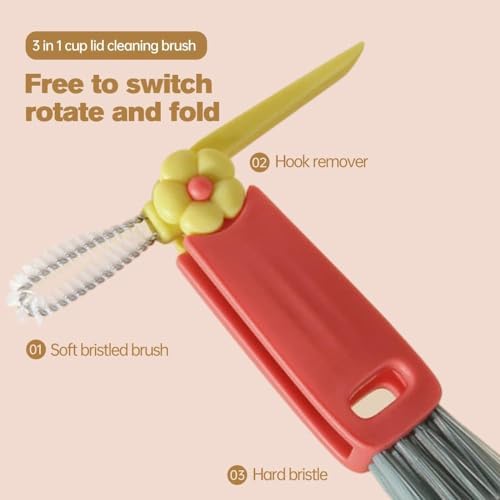 Kerrtoa 3-in-1 Cup Lid Cleaning Brush Set
