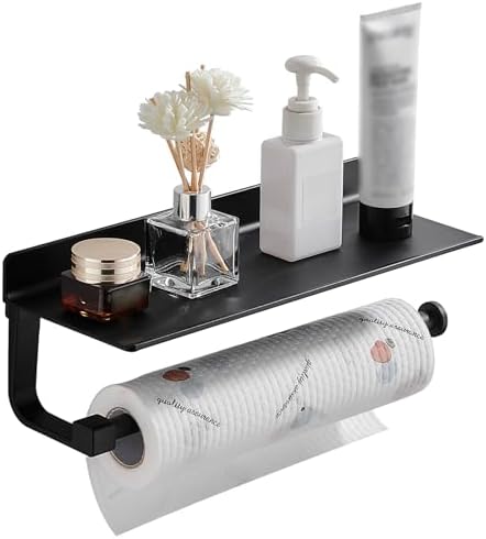 Danpoo Wall-Mounted Towel Holder with Shelf for Bathroom Kitchen