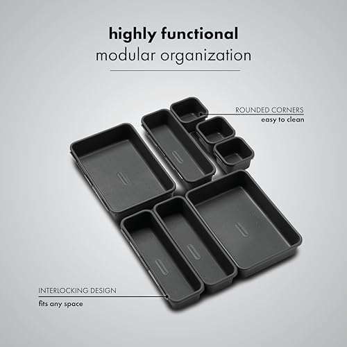 Madesmart 8-Piece Plastic Organizer Interlocking Design for Your Drawers