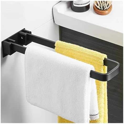 TiStm Double Towel Bar Wall-Mounted Black Aluminum Towel Rack