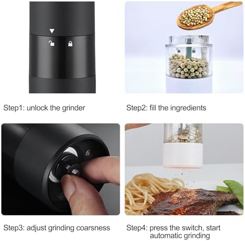 Easy Pepper Salt Grinder Red Rechargeable Pepper Mill with LED