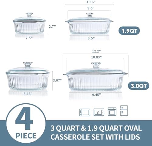 M MCIRCO 4-Piece Glass Casserole Baking Set