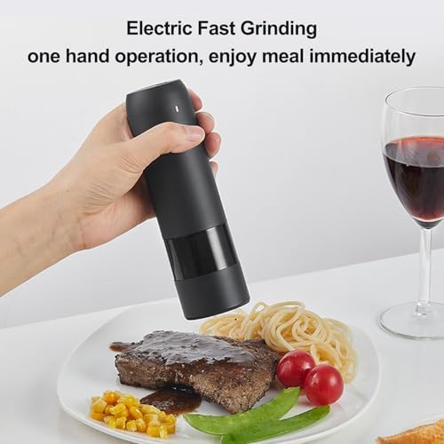 Easy Pepper Salt Grinder Red Rechargeable Pepper Mill with LED
