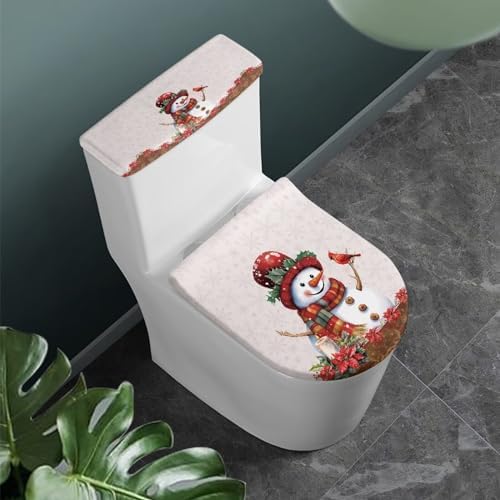 Christmas Decorations Toilet Lid Snowman Sets