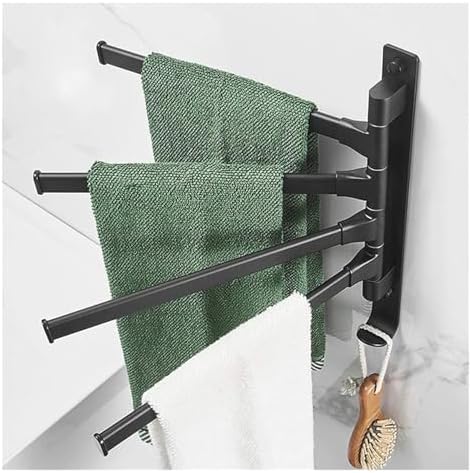 Sturdy Wall-Mounted Towel Rail w 180 Rotation for Towels Clothes