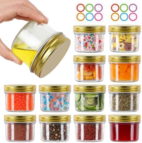 AuroTrends Small Mason Jars 4 oz 12Pcs with Regular Lids