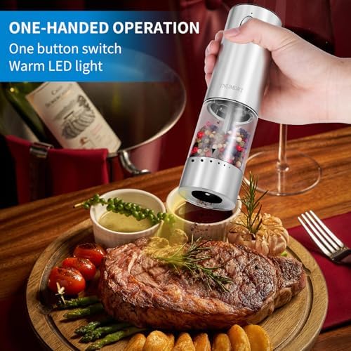TNUMDRT electric salt and pepper grinder set stainless steel
