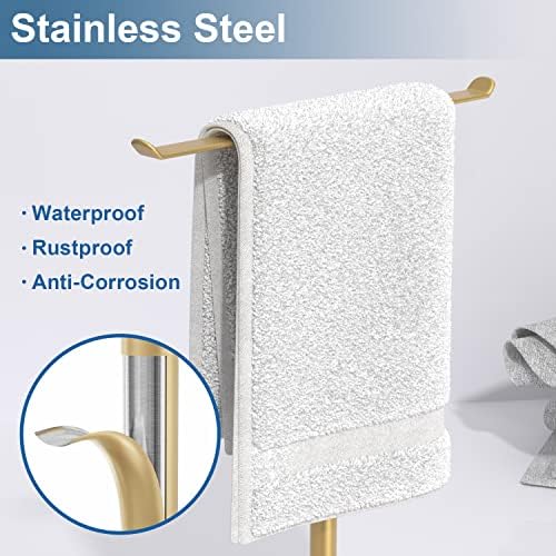 Gold Hand Towel Stand T-Shape Holder for Bathroom Kitchen