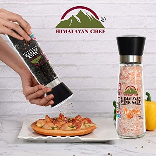 Elegant Himalayan Pink Salt Black Pepper Grinder Set