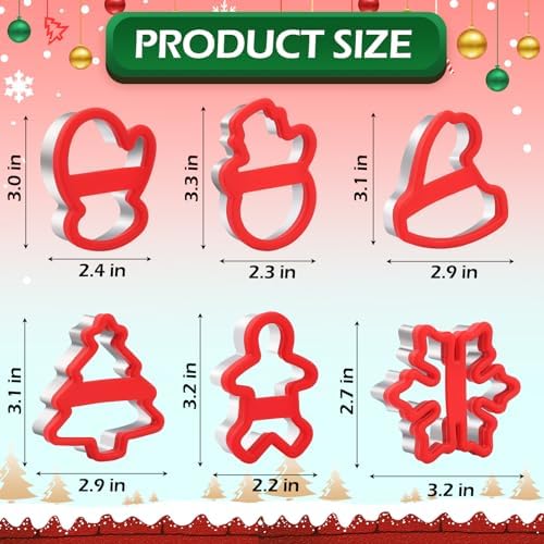 Christmas Cookie Cutters Set 6 Pcs Holiday Baking Tools