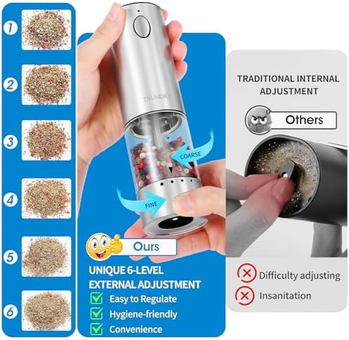 TNUMDRT electric salt and pepper grinder set stainless steel
