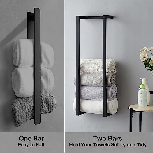 Modern Black Wall Mounted Metal Towel Rack for Bathrooms