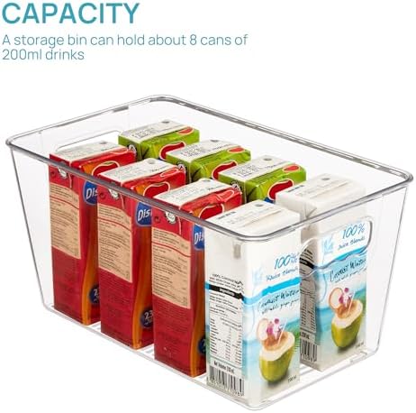 Vtopmart Clear Plastic Storage Bins 6PCS Refrigerator Pantry Organizer with Handles