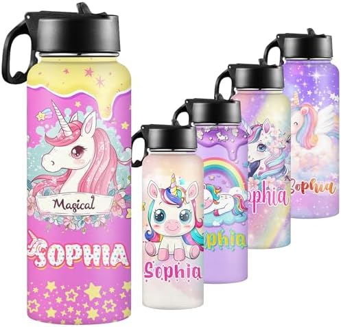 Custom Water Bottle for Kids Insulated Thermos with Name BPA-Free Durable